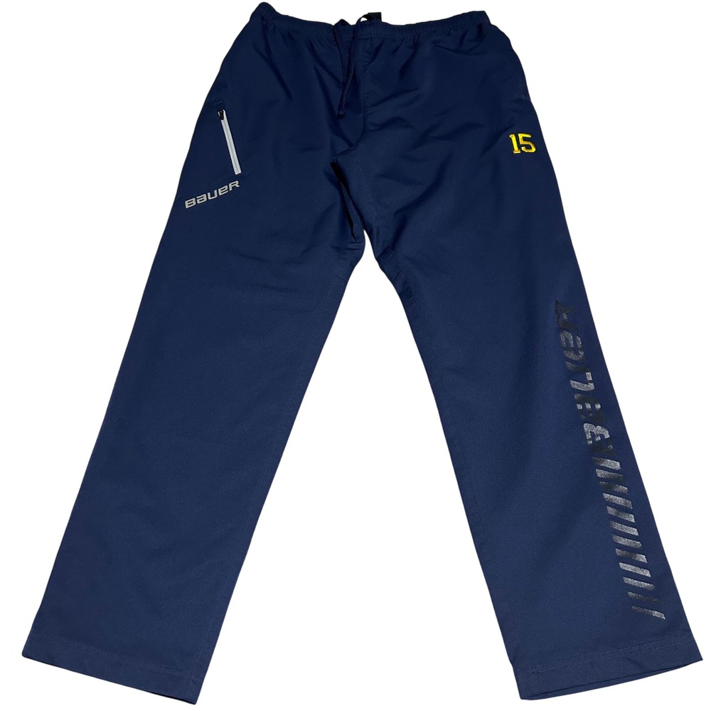 Bauer Team Pants Mens Large 31 Inseam Navy Blue Hockey Warm Up Athletic Logo 15